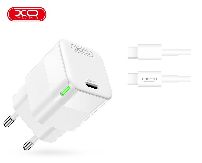 Rychlonabíječka XO CE06 včetně datového kabelu USB-C 35W bílá 123257