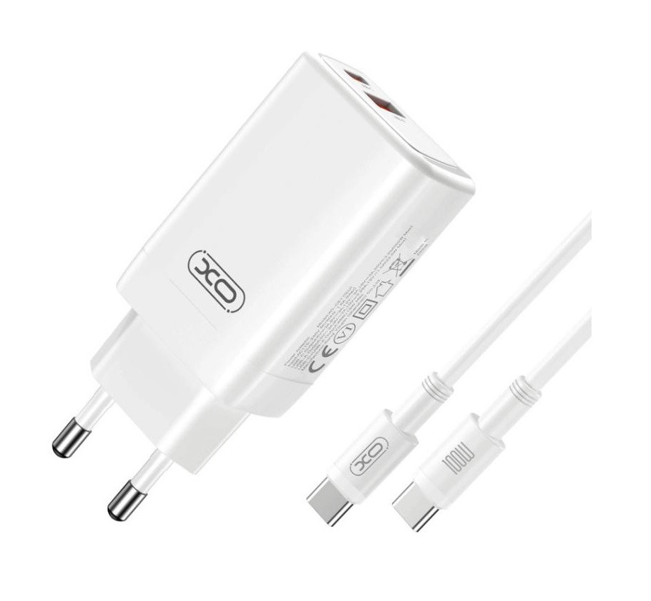 Rychlonabíječka XO CE17 vč. datového kabelu USB-C 65W bílá 123251