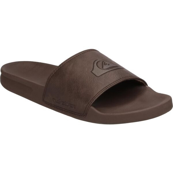 Quiksilver RIVI NUBUCK SLIDE Pánské kožené pantofle, hnědá, velikost 44