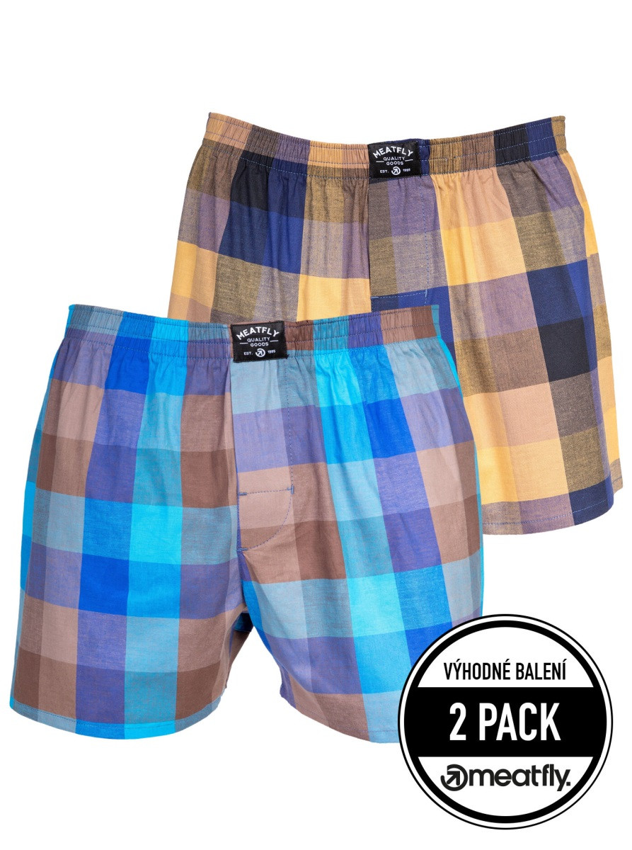 Pánské boxerky meatfly doug hnědá/modrá s