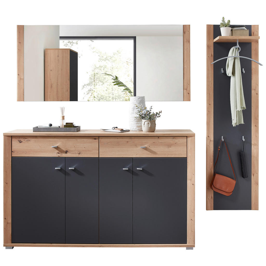 Xora PŘEDSÍŇOVÁ STĚNA, barvy grafitu, dub artisan, 222/199/38 cm