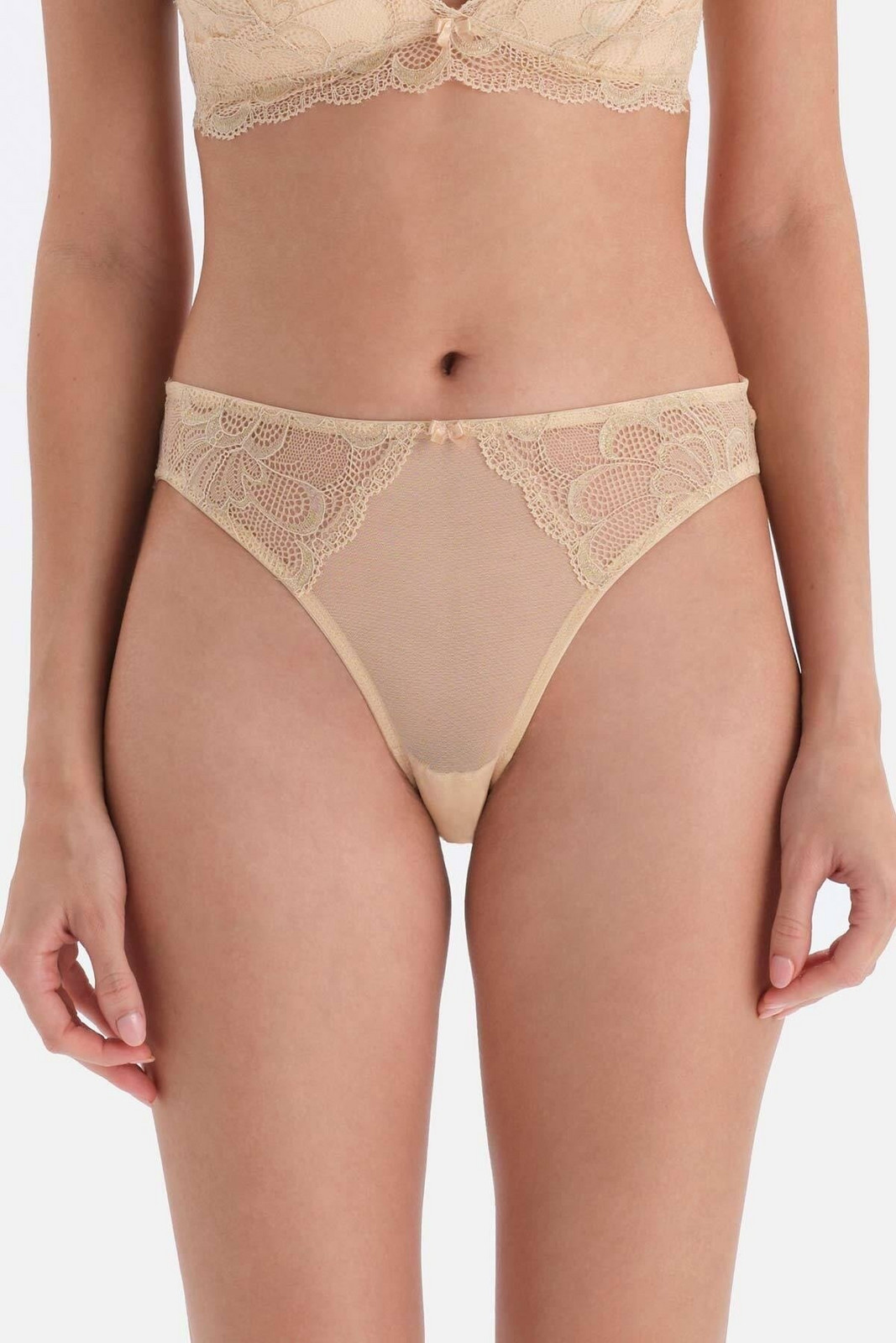 Dagi Beige Lace Panties with Accessory Detail.