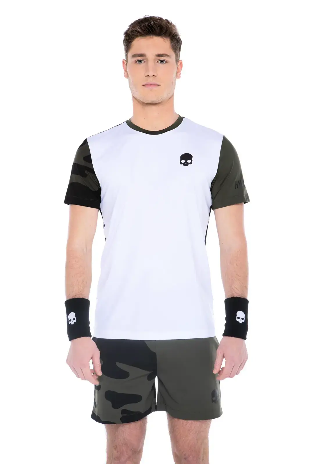 Pánské tričko Hydrogen  Tech Camo Tee White/Military Green XL