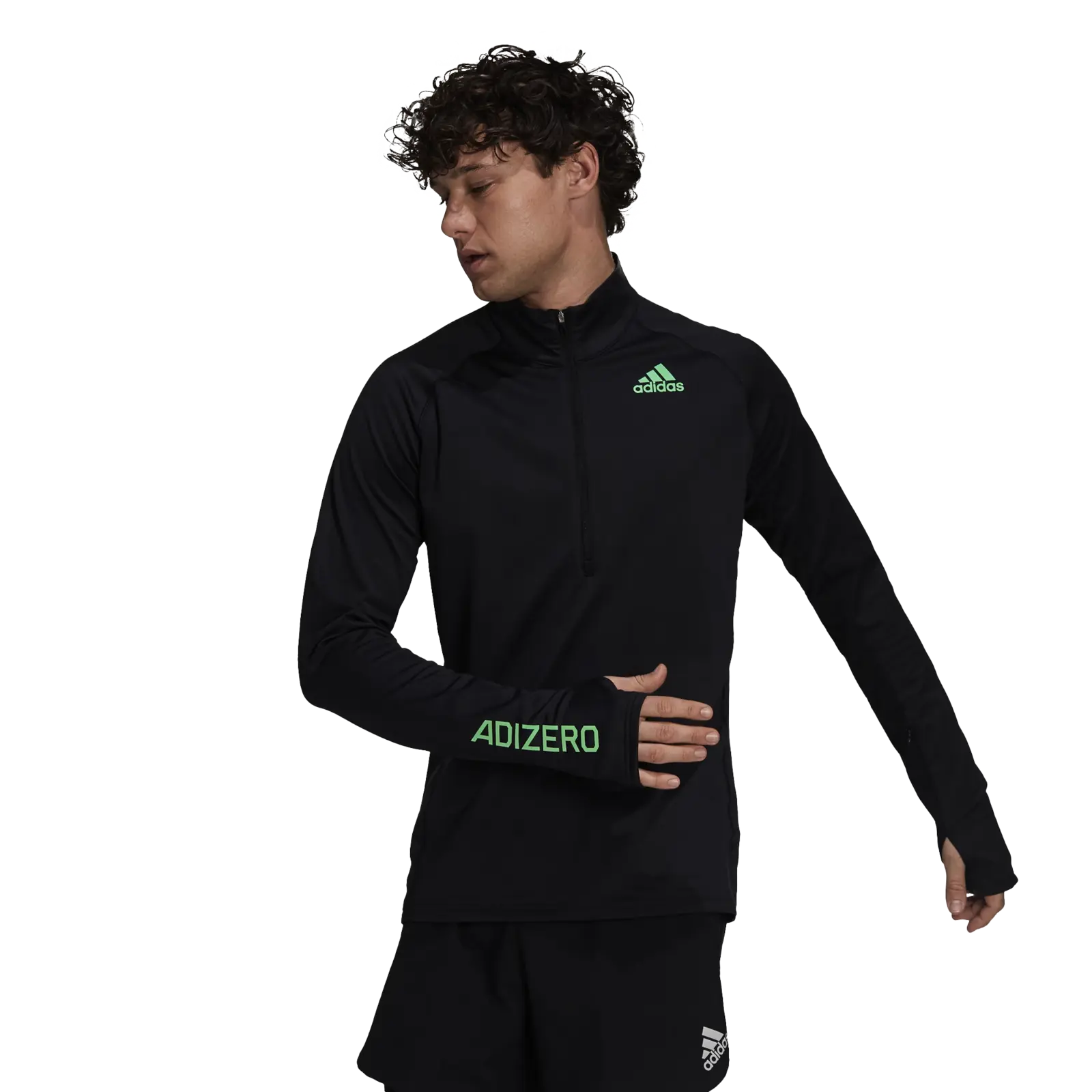 Pánské tričko adidas  Adizero Warm 1/2 Zip LS Black