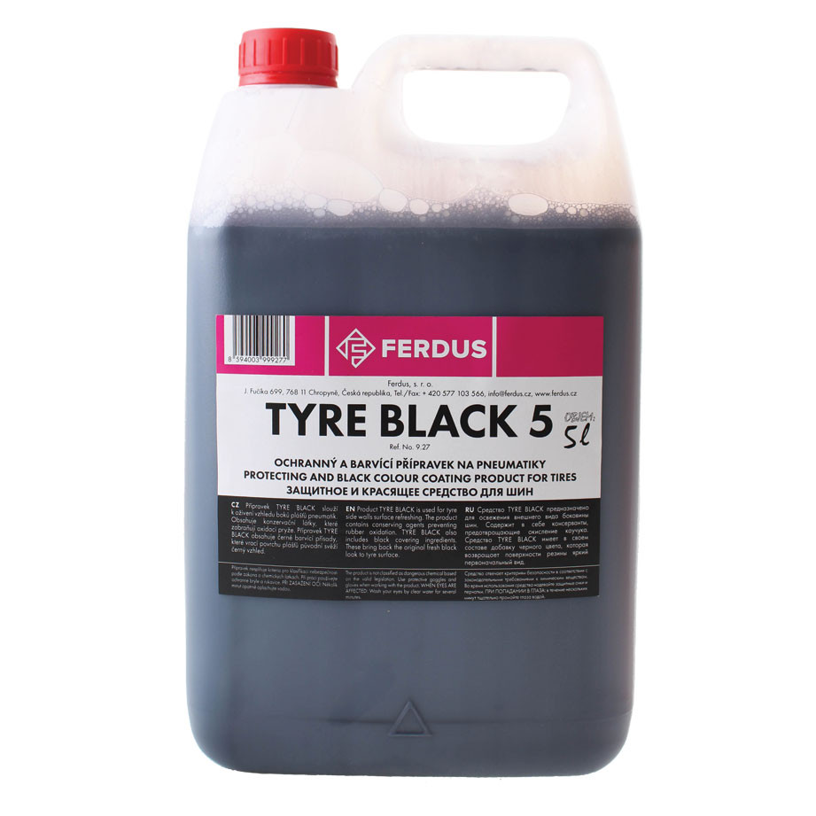 Ferdus Ochranný a barvicí přípravek na pneumatiky, černá barva TYRE BLACK5, 5 l - BAZAROVÝ p.