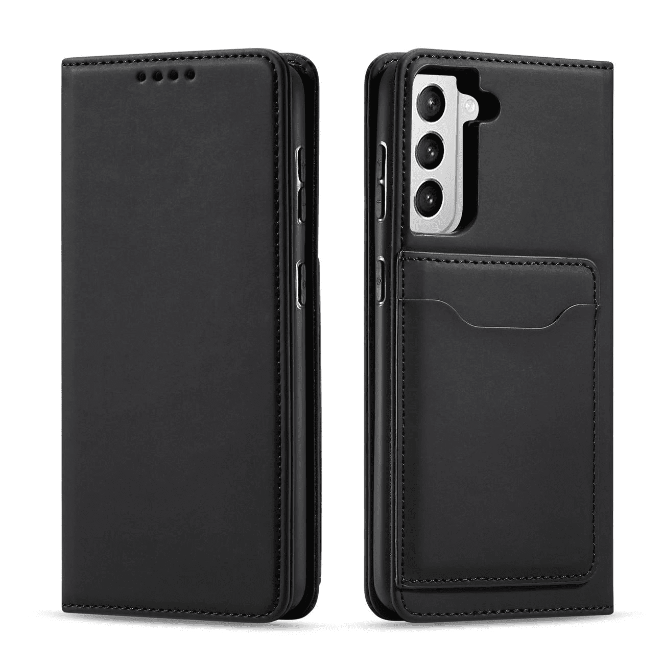 Hurtel Magnetické pouzdro na karty pro Samsung Galaxy S22+ (S22 Plus), peněženka, pouzdro na karty, černé
