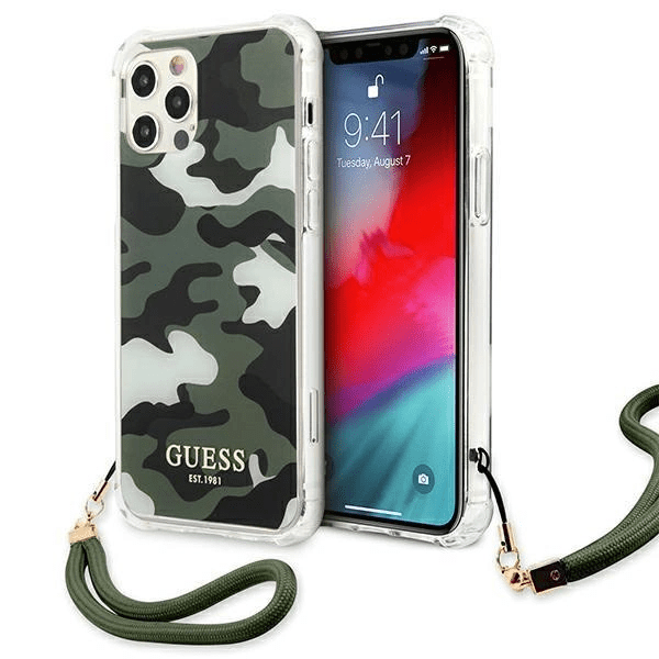 Pouzdro Guess Camo Collection pro iPhone 12 Pro Max - zelené