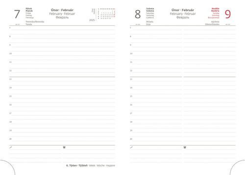 Denní diář 2025 A5 Double Black s poutkem