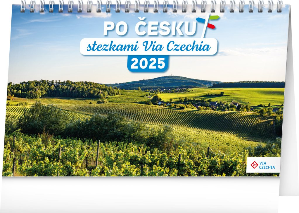 Stolní kalendář Po Česku stezkami Via Czechia 2025, 23,1 × 14,5 cm