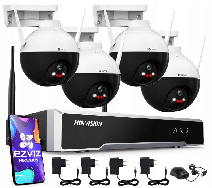WiFi monitorovací set 4MPx Ezviz 4 Otočné kamery C8W Nvr Hikvision