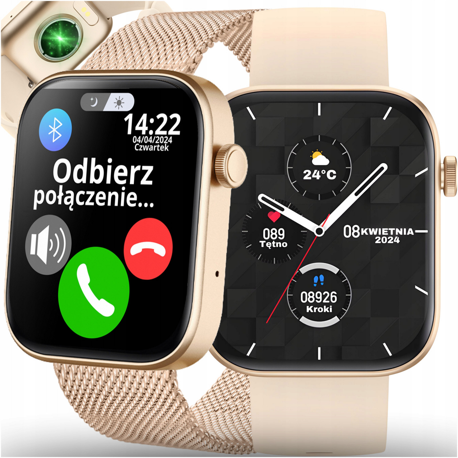 Chytré hodinky Heelly Smartwatch Dámské Hodinky Pl Smartlocz zlaté