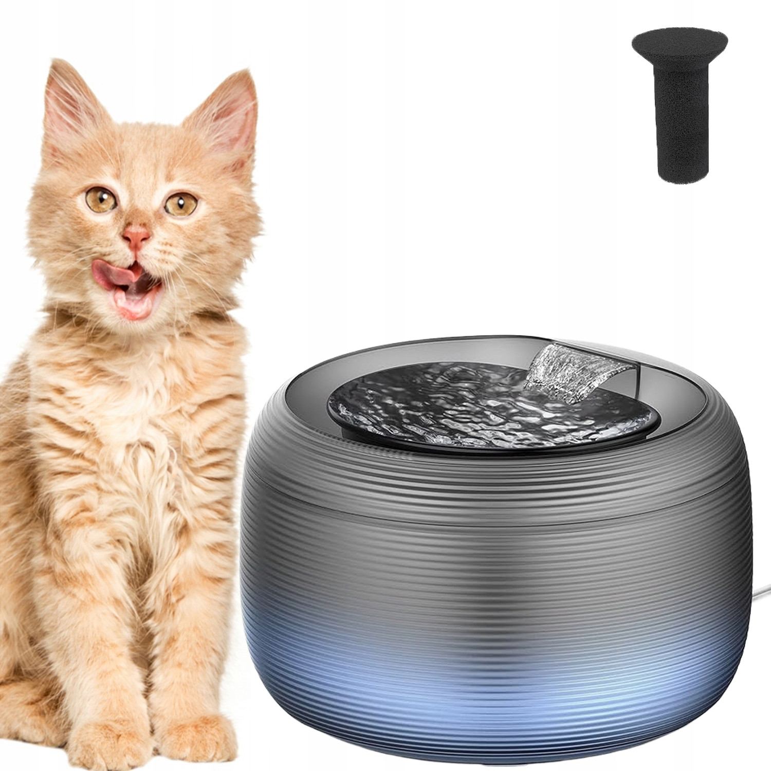 Tichá Fontána Na Vodu Pro Kočky Psa 2,5L Krmítko Do Misky Bez Bpa