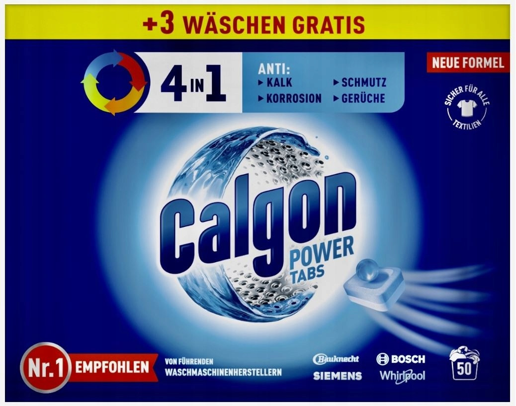 Calgon Powewr Tabs 4 v1 tablety odvápňovač pračky 650g 50 ks na 50 praní