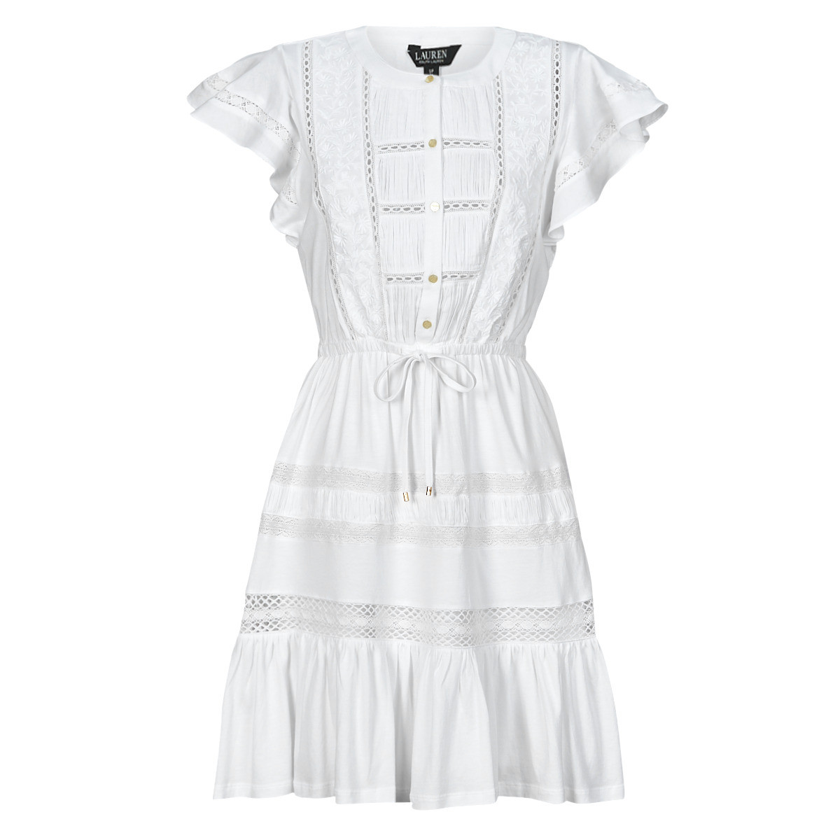 Lauren Ralph Lauren  TANVEITTE-SHORT SLEEVE-DAY DRESS  Bílá