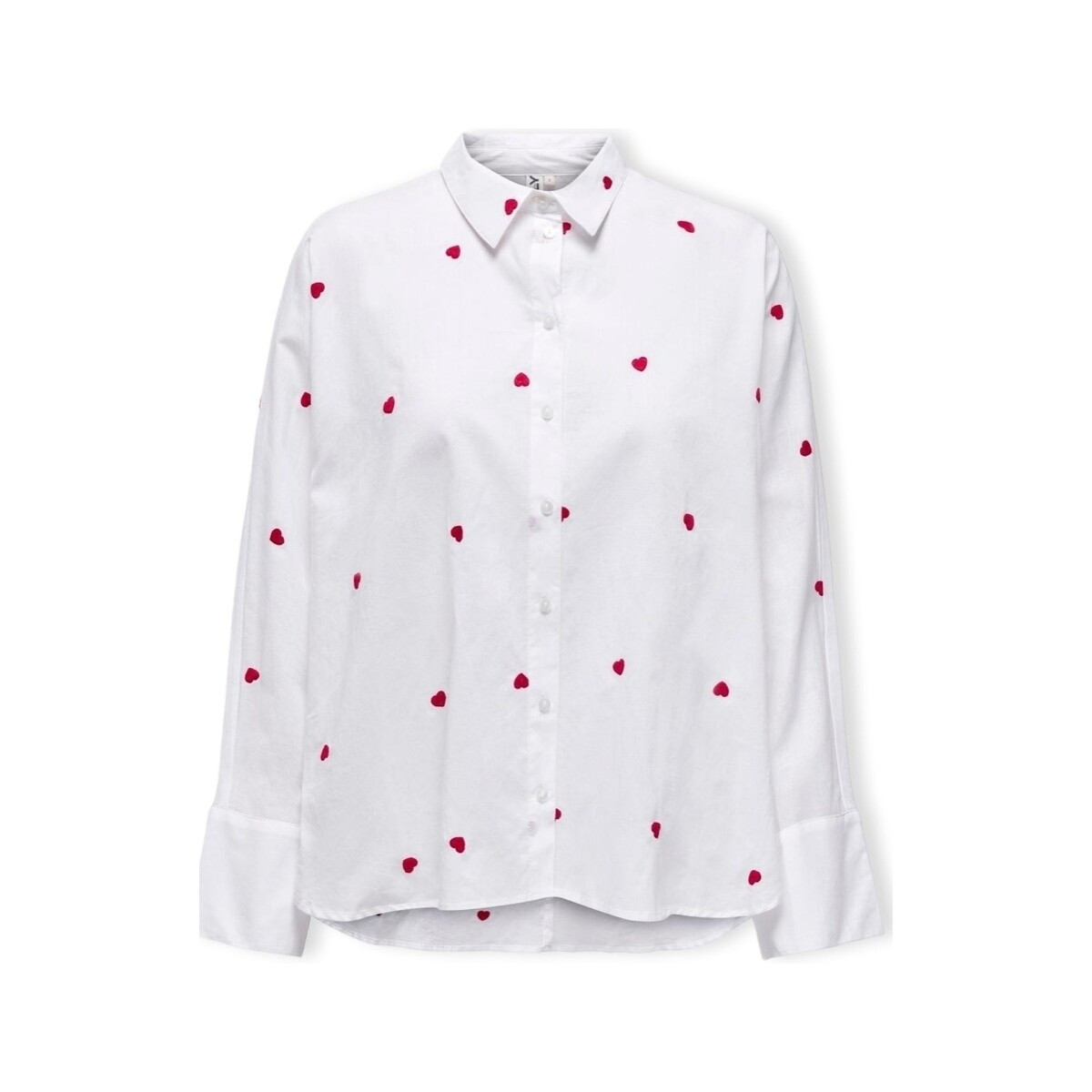 Only  New Lina Grace Shirt L/S - Bright White/Heart  Bílá
