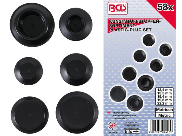 BGS Technic BGS 9406 Sortiment plastových zátek (Sada 58 dílů)