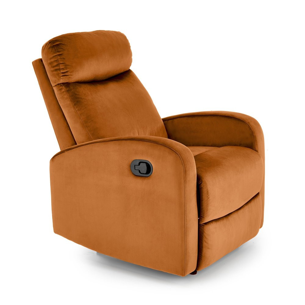 Polohovací TV křeslo WONDER s funkcí houpání — látka, skořicová