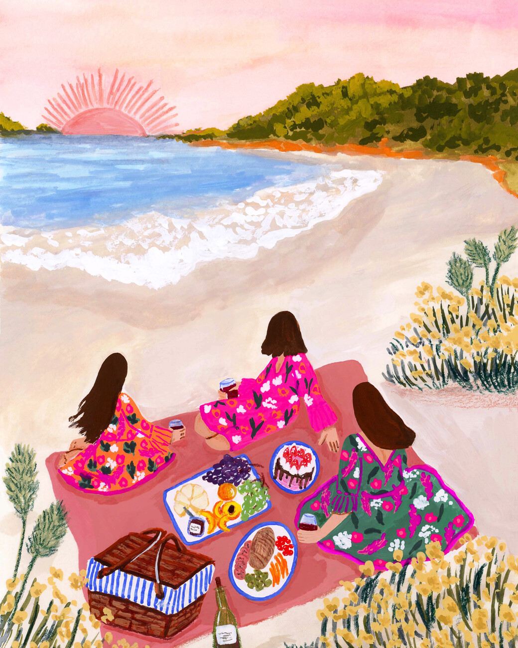 Sarah Gesek Ilustrace Beach Picnic, Sarah Gesek, (30 x 40 cm)