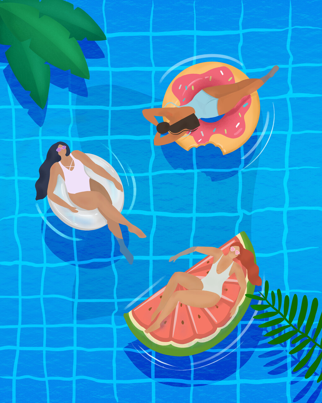 Petra Lizde Ilustrace Pool Ladies, Petra Lizde, (30 x 40 cm)