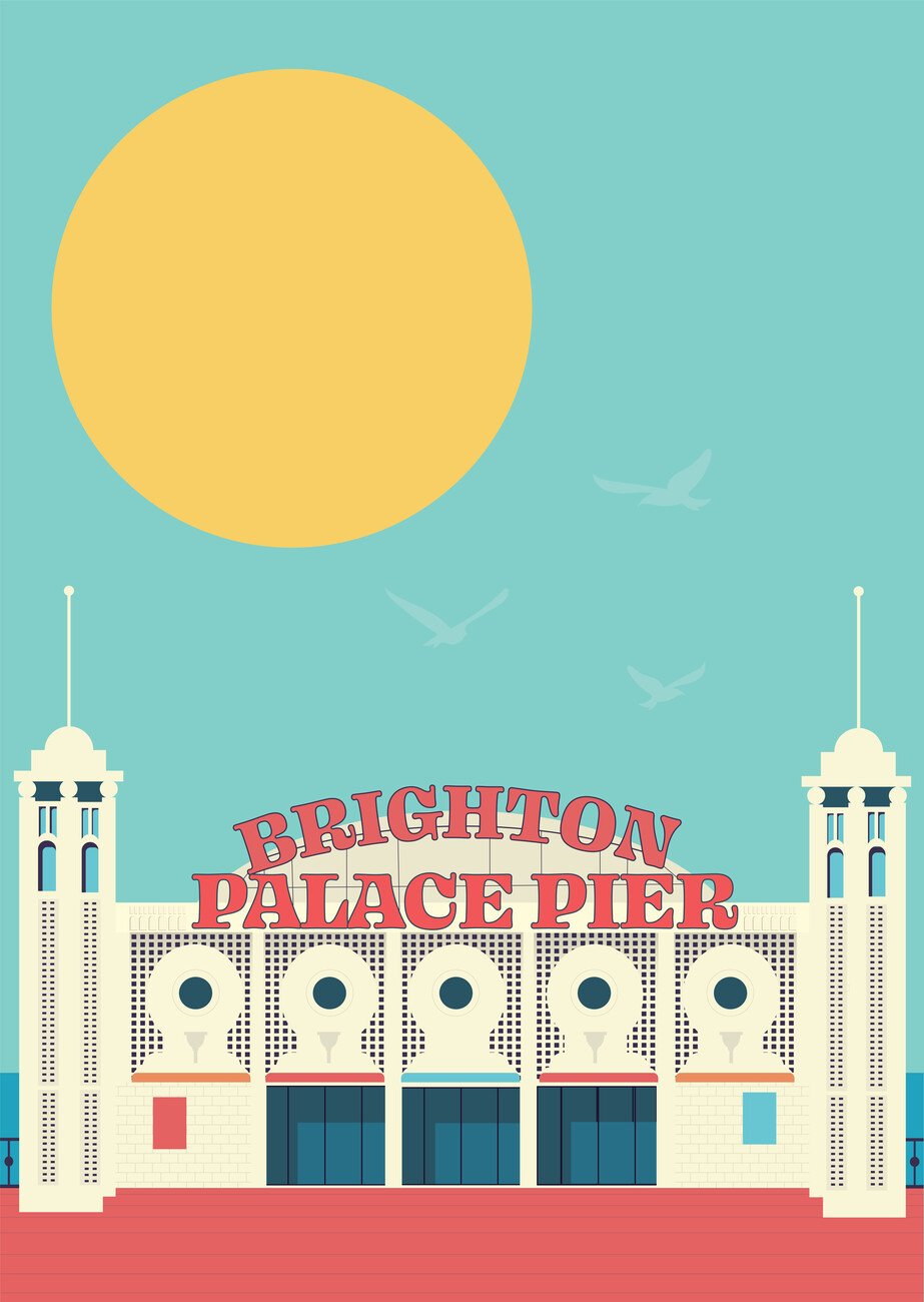 Gail Myerscough Ilustrace Brighton Pier, Gail Myerscough, (30 x 40 cm)