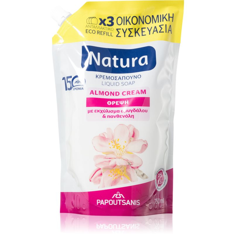 PAPOUTSANIS Natura Almond Cream tekuté mýdlo náhradní náplň 750 ml