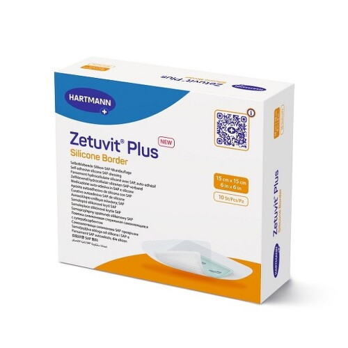 Zetuvit Plus Silicone Border 15x15 cm,10 ks