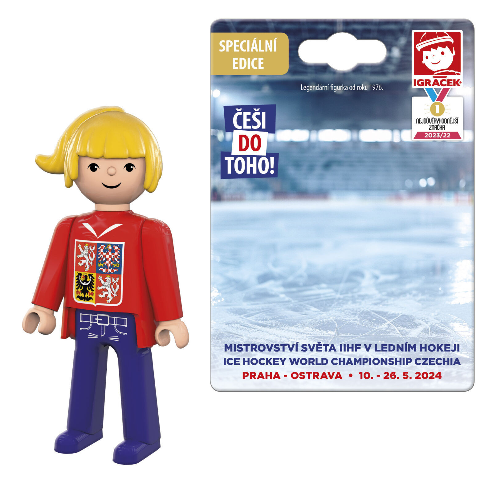 Igráček Fanynka MS v hokeji 2024 červený dres - figurka