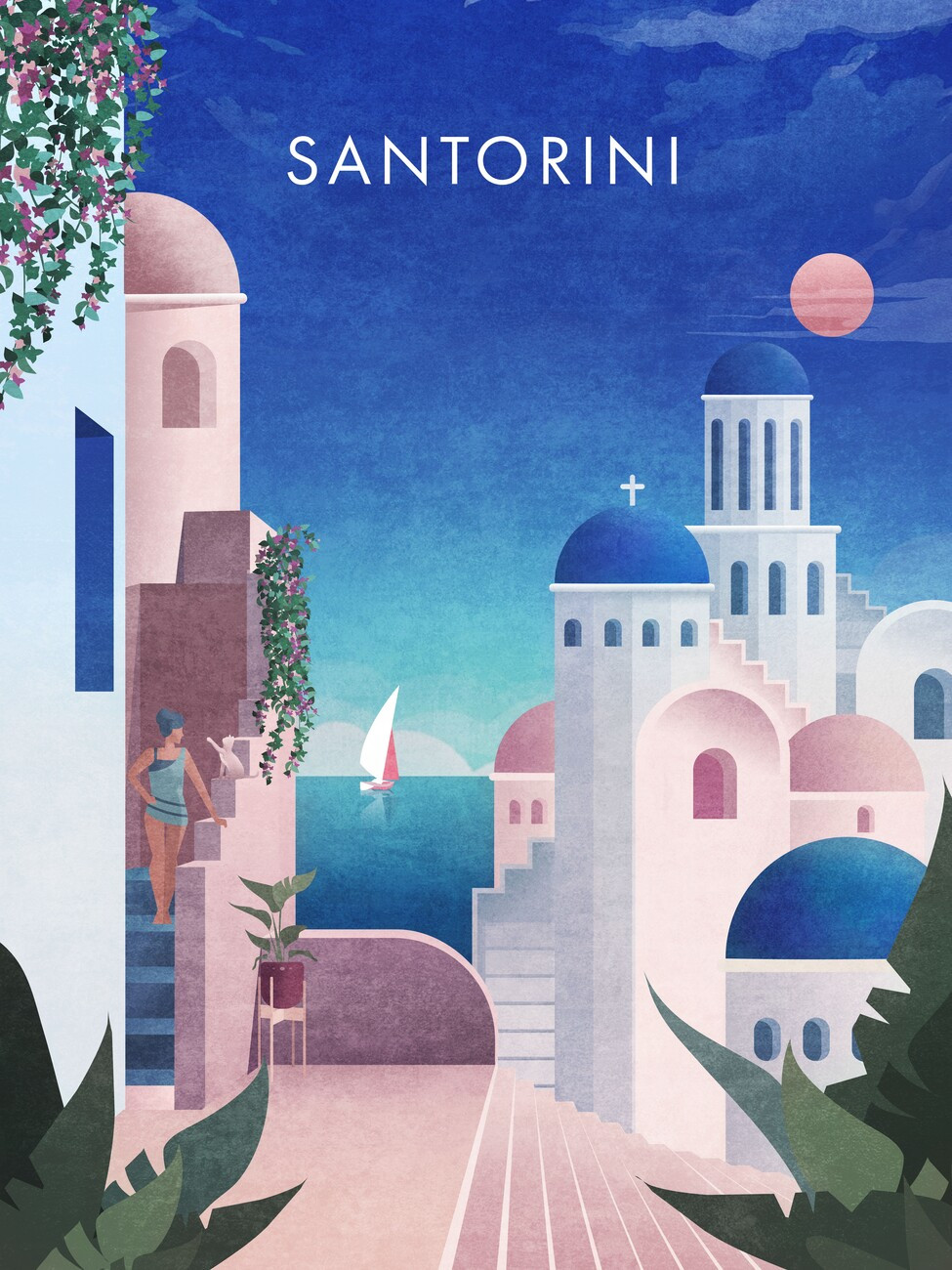 Emel Tunaboylu Ilustrace Santorini, Emel Tunaboylu, (30 x 40 cm)