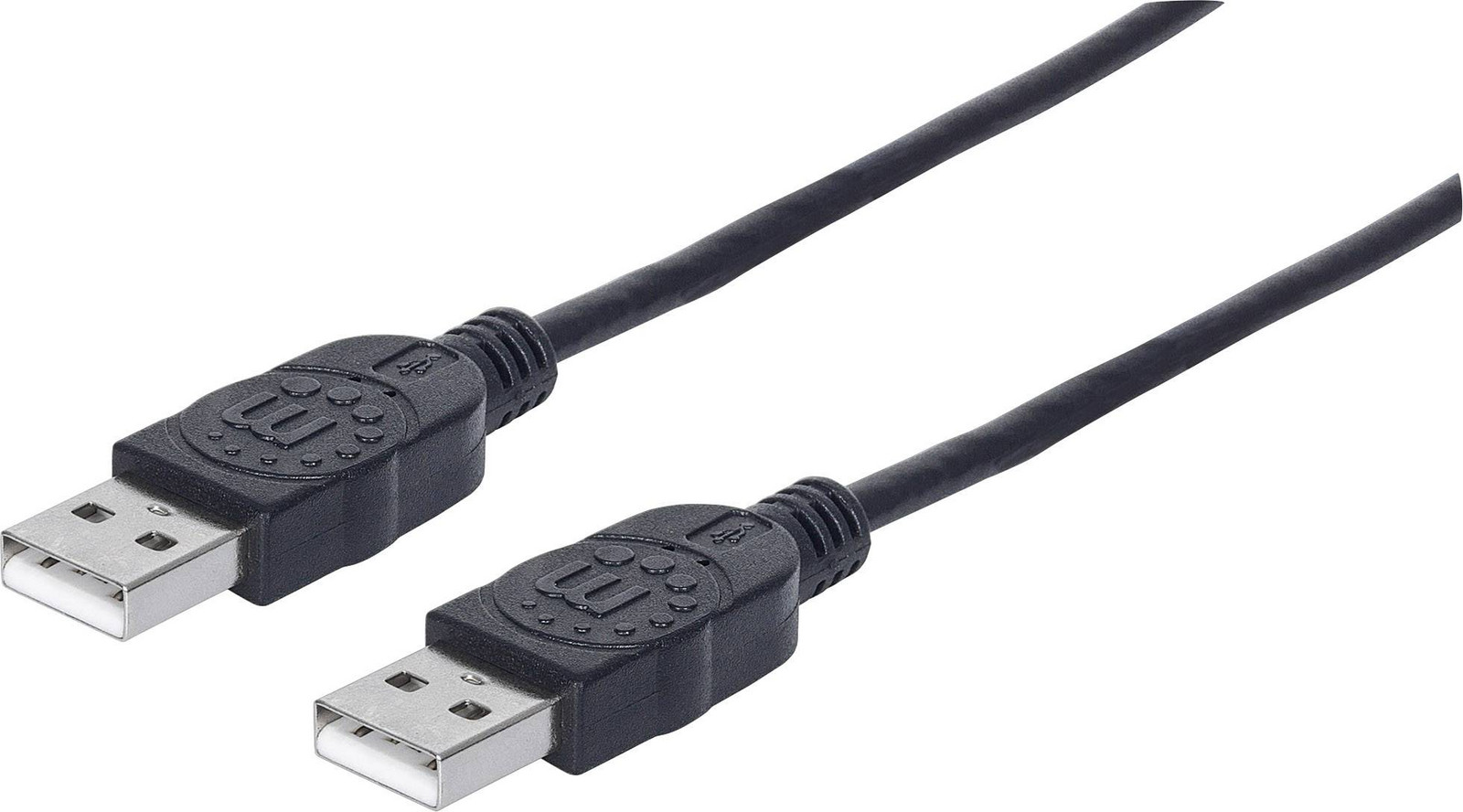 Manhattan USB kabel USB 2.0 USB-A zástrčka, USB-A zástrčka 1.00 m černá fóliové stínění, UL certifikace, pozlacené kontakty 353892