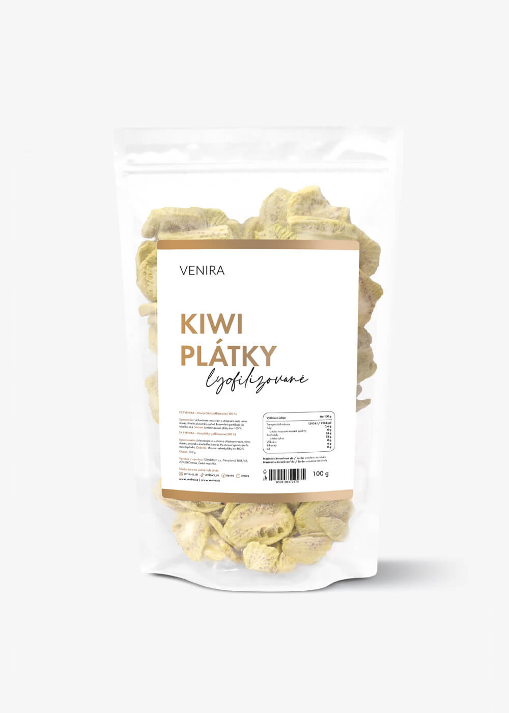 VENIRA lyofilizované kiwi - plátky, 100 g