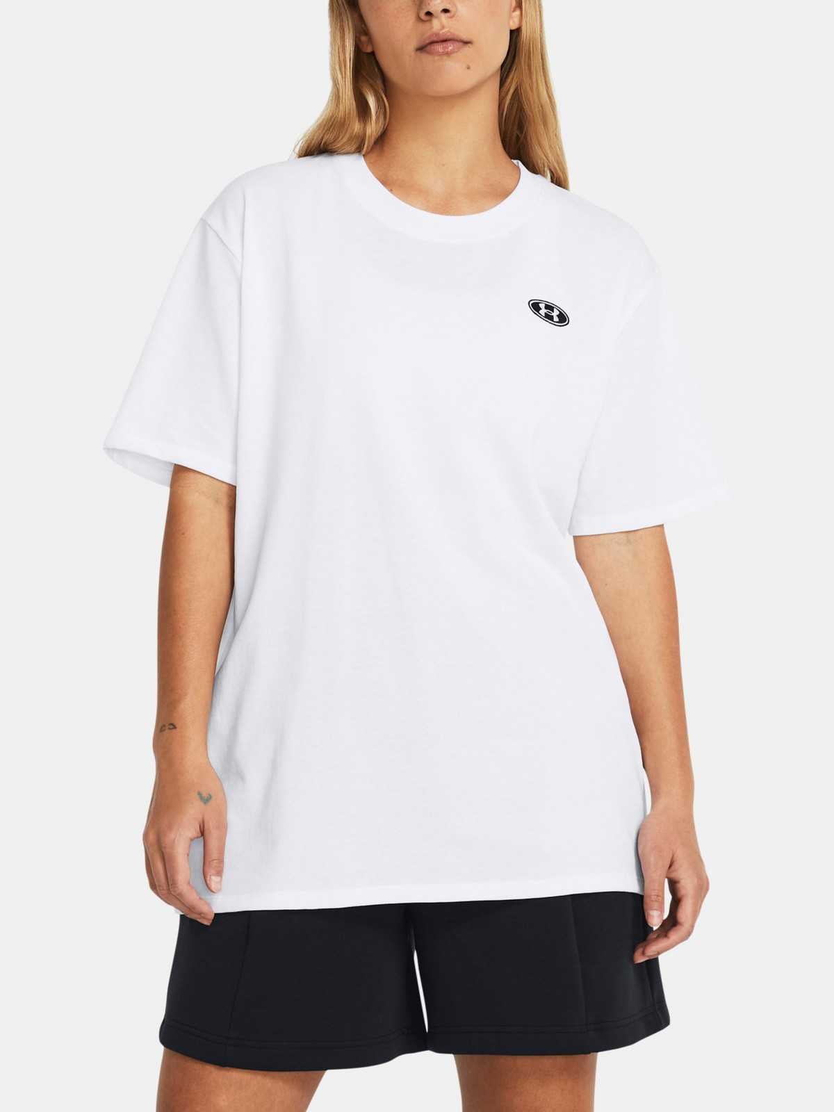 Under Armour Tričko UA HW Embroid Patch BFOS SS-WHT - Dámské