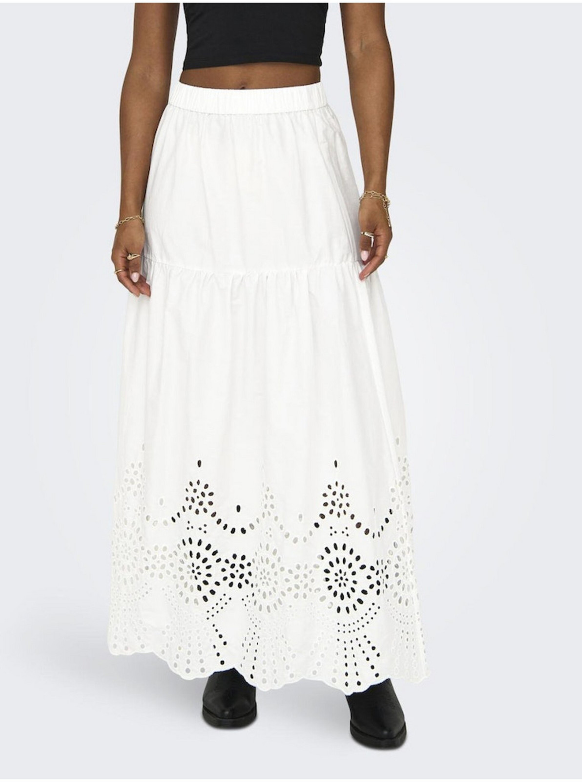 Bílá dámská maxi sukně ONLY Roxanne - Dámské