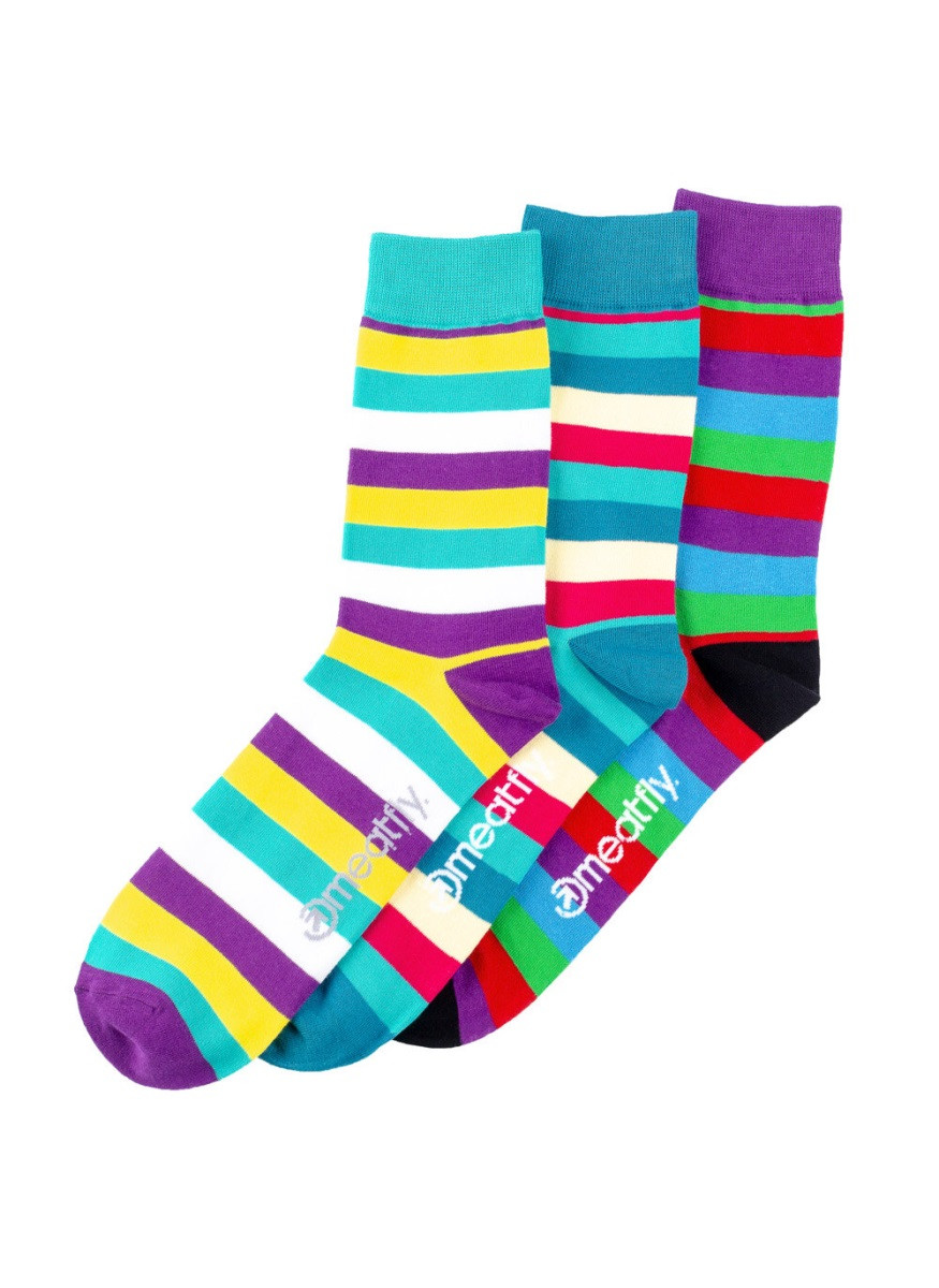 Meatfly ponožky dark small stripe socks - s19 triple pack l/xl