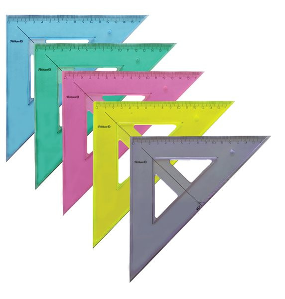 Trojúhelník s ryskou Pelikan 16 cm plastový - mix barev
