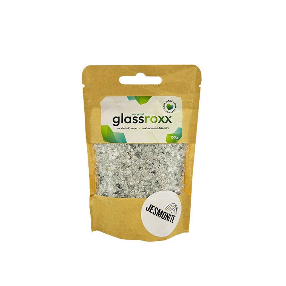 Jesmonite skleněné kamínky GlassRoxx v barvě stříbra 150 g - 1 ks