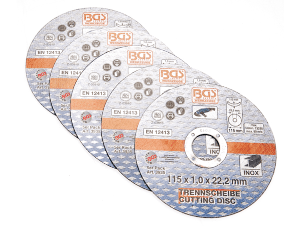 BGS Technic BGS 3935 Rozbrušovací kotouč na nerezovou ocel 115 x 1,0 x 22,2 mm. Sada 5 díl