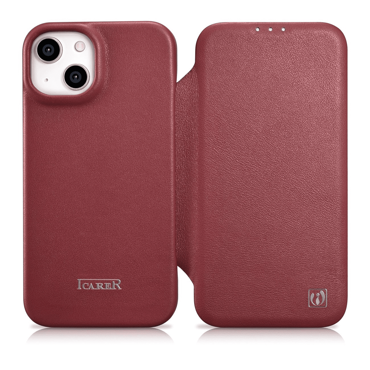 iCarer CE Premium Leather Folio Case pro iPhone 14 s magnetickou klopou MagSafe červený (WMI14220713-RD)
