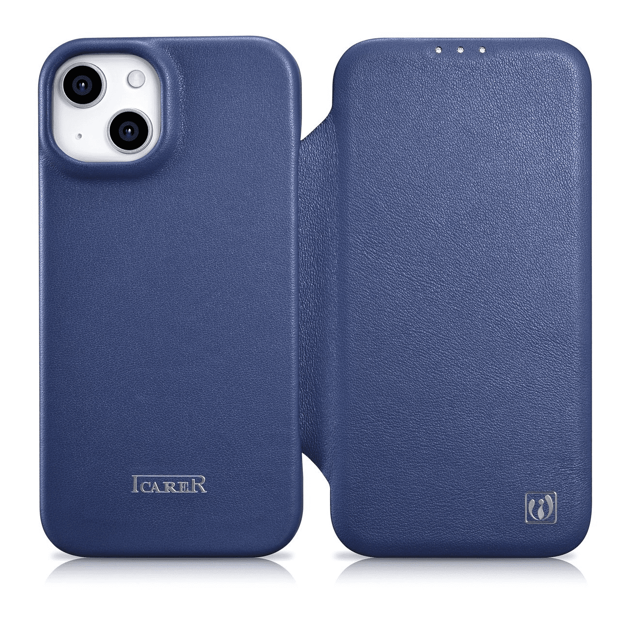 iCarer CE Premium Leather Folio Case pro iPhone 14 s magnetickou klopou MagSafe modrý (WMI14220713-BU)