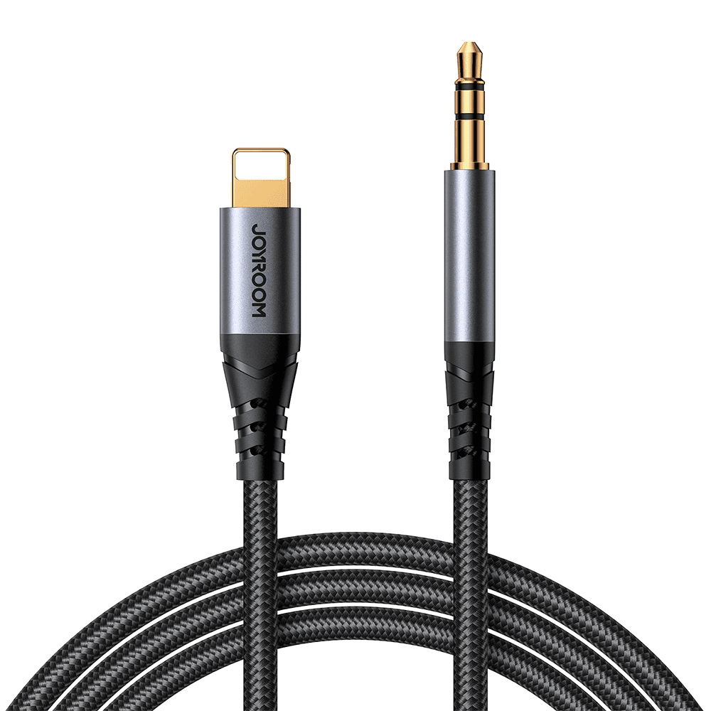 Joyroom stereo audio kabel AUX 3,5 mm mini jack - lightning pro iPhone iPad 1,2 m černý (SY-A06)