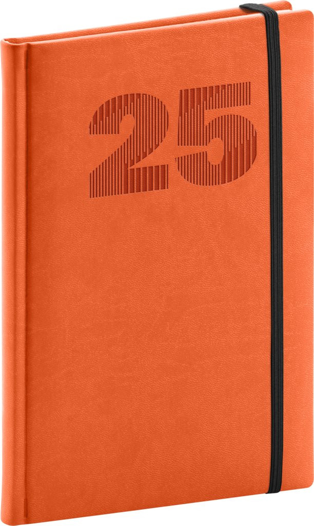 Týdenní diář Vivella Top 2025, oranžový, 15 × 21 cm
