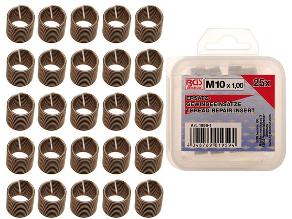 BGS Technic BGS 1958-1 Závitová vložka M10 x 1,0 mm, náhradní (Sada 25 ks)