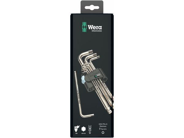 Wera 073544 Zástrčné klíče inbus 3950/9 Hex-Plus Stainless 1 SB, nerezové (Sada 9 dílů)