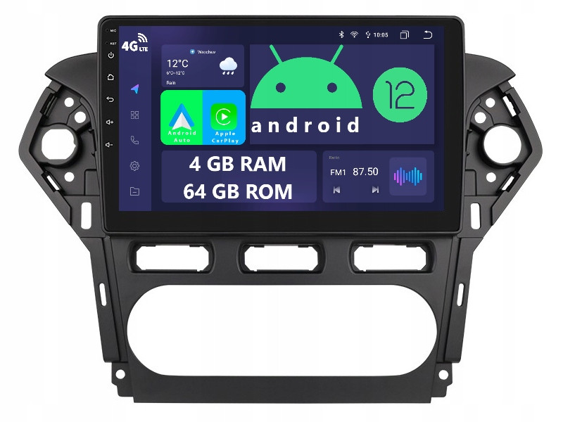 Radio 2DIN Navigace Android Ford Mondeo MK4 4/64 Gb Dsp Lte Carplay