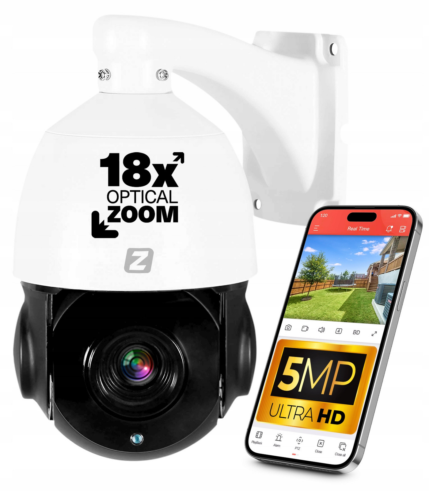 Otočná Ip PoE kamera 5MPx Audio Detekce IP67 18xZOOM Optická 80M Ir
