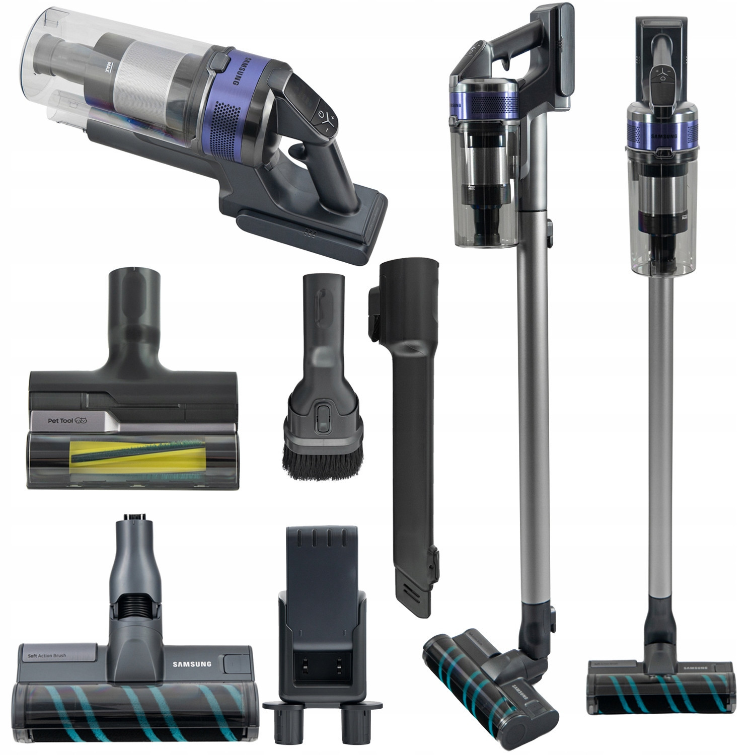 Tyčový vysavač Samsung VS20B75AER4 2xElektrokartáč na srst Pet Tool