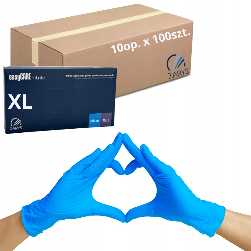 Rukavice Nitrilové jednorázové Bezpudrové Obrys modré r. XL 1000ks
