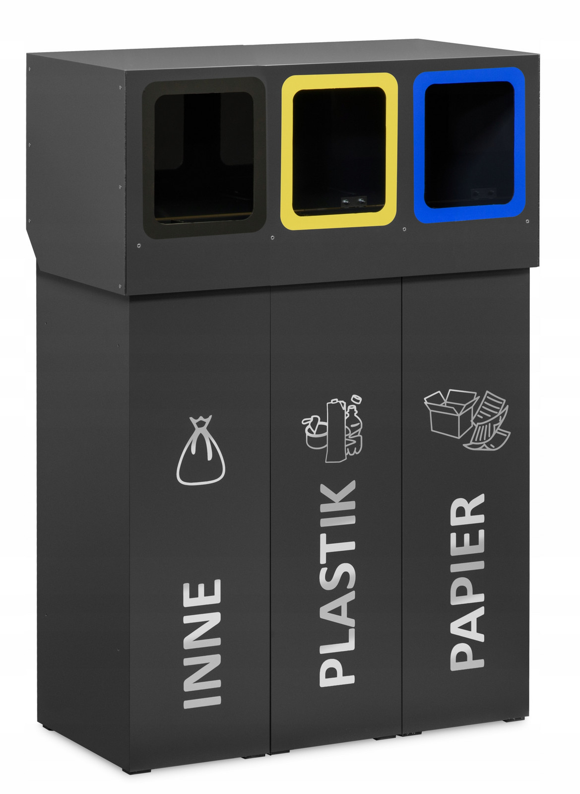 Oddělovací koš modulární venkovní s víkem Deneb-x 3 komory x 70 L