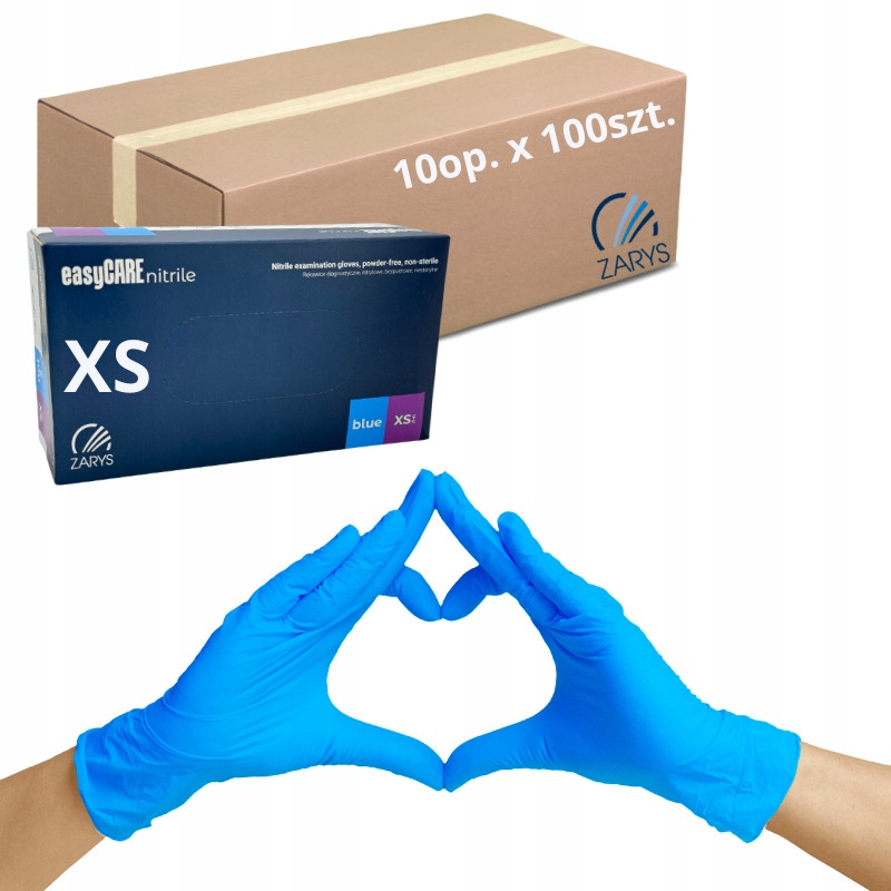 Rukavice Nitrilové jednorázové Bezpudrové Obrys modré r. Xs 1000ks