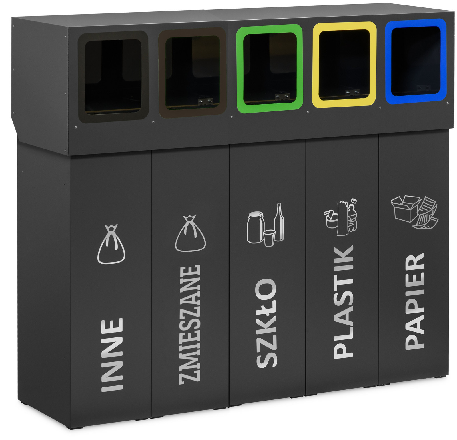 Oddělovací koš modulární venkovní s víkem Deneb-x 5 komor x 70 L