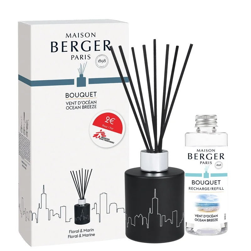 Maison Berger Paris Dárková sada difuzér pro podporu Lékařů bez hranic černý + náplň Vůně oceánu 100 ml